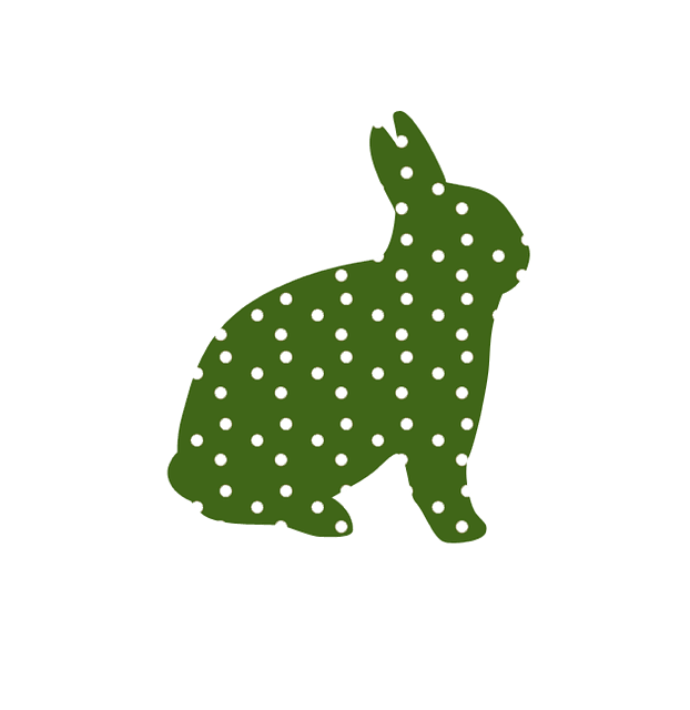 Osterhase grün mit weißen Punkten